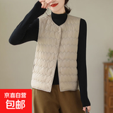 夹棉马甲女轻薄款棉背心马夹坎肩外穿保暖洋气V领无袖外套J763 咖色 3XL （105-130斤）