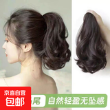 新款马尾梨花卷发高级抓夹网红女自然仿真发绑带式短发发量多足 梨花抓夹棕黑色