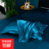 夏季双面水洗冰丝纯色凉感枕头套可机洗可水洗亲肤 巴黎蓝 单只 48*74cm