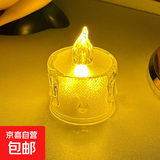 电子仿真蜡烛小夜灯卧室床头睡眠灯圣诞少女心房间浪漫装饰氛围灯 透明暖光2个