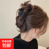 方形小号抓夹女2025新款发抓后脑勺盘发发夹半扎发卡鲨鱼夹子头饰 暗夜黑/镂空小方块约5.4cM