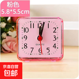 闹钟时尚简约宿舍床头神器迷你小闹钟家用儿童创意可爱便宜时钟表 粉色+5号电池