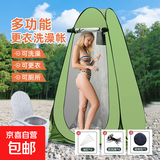 户外洗澡淋浴帐成人浴罩家用加厚保暖淋浴帐简易移动厕所更衣帐篷 军绿色涂银【两窗】 【1.5长*1.5宽*1.9高】