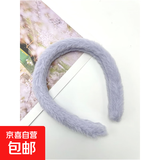 纯色兔毛发箍批发女生简约简单光板白搭百变配件长毛短毛毛绒发箍 灰色【1个】