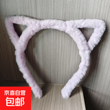 日韩卡通毛线兔耳朵发箍猫耳朵发卡青蛙发箍洗脸化妆发带饰品软萌 浅紫色 1个