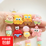 爆款海绵宝宝立体可爱树脂冰箱贴diy配饰高颜值手机壳饰品3d配件 海绵宝宝款diy配件【小海绵6号】