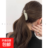 发量少马尾发夹高级感哑光竖夹香蕉夹气质潮竖式卡子 黑色1只米色1只咖色1只