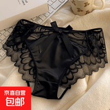 【性感蕾丝】内裤女纯欲风高级感网纱蝴蝶结三角短裤女 黑色 3350* 1条 XL 120-140斤