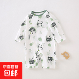 竹纤维爬服婴儿衣服a类纱布连体衣竹棉宝宝凉感空调服新生儿睡衣 森系熊猫 80cm