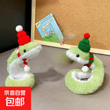 小蛇桌面摆件布娃娃玩偶摆件搞怪儿童女孩公仔布偶摆件 小青蛇带帽款【红色+绿色】