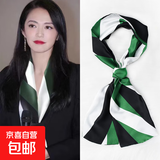 【姚晨同款】丝巾长条女秋季百搭发带领巾气质装饰搭配衬衫送妈妈 绿色条纹 14*150CM