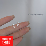 小兔子耳钉女可爱学生耳环有耳洞气质耳饰品 立体郁金香银色