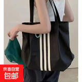 慵懒风大容量帆布包女新款秋冬单肩包20时尚学生手提袋托特包包 黑色