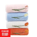 郁金香檫车小方巾30*30cm珊瑚绒刺绣小方巾8809 颜色随机 1条