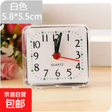 闹钟时尚简约宿舍床头神器迷你小闹钟家用儿童创意可爱便宜时钟表 白色+5号电池