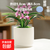 盆生花道特价花盆陶瓷简约透气带托盘家用阳台盆栽绿植多肉盆厂家 1个小号直筒竖纹哑白（配托盘） 无规格