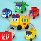百变校巴车歌德反转玩具车变形儿童汽车益智玩具双面车套装警校车 正义警长+灭火英雄+飞行专家+水上先锋+健康大使 变形反转歌德