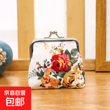 复古零钱包玫瑰布艺钱包迷你帆布包口金暗扣硬币包收纳 迷你白色单个装