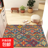 简约浴室地垫硅藻软垫卫生间吸水防滑脚垫厕所淋浴门口门垫地毯 GZN-复古红树格 100cm×140cm【贴地不翘边】