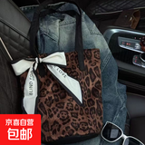 京东物流 水桶包新款大容量百搭包单肩时尚简约印花斜挎包 豹纹水桶包