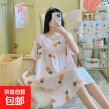 棉绸睡裙女夏薄款2025新款睡衣韩版甜美少女网红家居外穿裙子QM 胡萝卜小兔2301 均码 (90-140斤内穿)