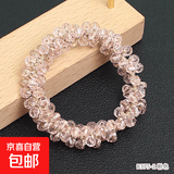 韩版发饰水晶发圈手链两用头绳高级感甜美皮筋手工串珠气质发绳 2#粉色水晶发圈