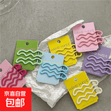 多巴胺彩色甜酷波浪线条发夹对夹甜美少女侧边刘海夹鸭嘴夹发夹 4件套：蓝色+紫色