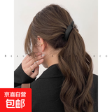 发量少马尾发夹高级感哑光竖夹香蕉夹气质潮竖式卡子 黑色1只咖色1只