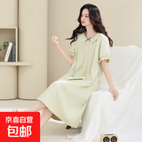 睡裙女士夏季纯棉2025新款短袖宽松加大码胖mm田园风碎花长款裙子 Z31006 4XL