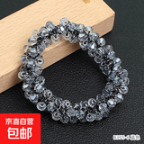 韩版发饰水晶发圈手链两用头绳高级感甜美皮筋手工串珠气质发绳 6#蓝色水晶发圈