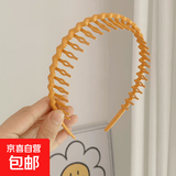 新款碎发防滑神器百搭带齿波浪发简约头箍洗脸刘海发卡发饰发箍女 黄色1个