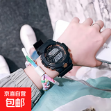 抹茶绿手表女ins风学生网红森系独角兽韩版简约少女心原宿电子表 黑色