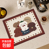 奶油风可爱餐垫厨房沥水垫洗手台面吸水垫家用防滑隔热吸水餐垫 复古戏团 30*40*【常规推荐款】