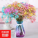 欧式简约玻璃花瓶水培插花瓶家居客厅干花花器创意玻璃瓶 15钻石蓝紫花瓶1个不加丝带