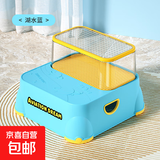 儿童洗漱台阶梯踩脚凳宝宝洗手台阶垫脚凳踩脚坐凳加厚防滑小板凳 湖水蓝