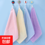 素色纯棉100%小方巾儿童毛巾婴儿口水巾柔软吸水洗脸手帕幼儿园 25*25cm 5条装 蓝色