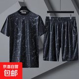 夏季大码冰丝运动套装潮男夏季加肥加大胖子肥佬高端透气速干男装 JY鹤稳-TZ01 8XL(220-240斤)