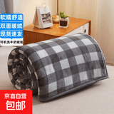 四季毛绒毛毯子盖毯被牛奶珊瑚法兰绒毯薄款毛巾午睡空调四季通用 灰大格-牛奶绒 150x200cm【单人毯】