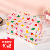 韩国ins泫雅花朵透明防水化妆包女便携大容量少女收纳旅行洗漱包 七彩小花朵 18X9X9