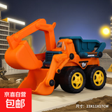超大号挖掘机惯性工程车推土机玩具男孩儿童挖沙铲车沙滩玩具套装 【pvc送礼包装】推土挖掘两用车