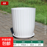 花盆白色竖纹花盆家用客厅阳台散尾葵天堂鸟龟背竹树脂花盆特大号 加厚竖纹盆4号【口径28CM】 树脂 1个装【带托盘】