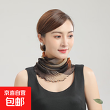 围脖套头脖套防晒小丝巾春秋夏季薄款百搭假领子女士装饰围巾 金典金丝