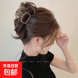 方形小号抓夹女2025新款发抓后脑勺盘发发夹半扎发卡鲨鱼夹子头饰 深咖色/镂空小方块约5.4cM