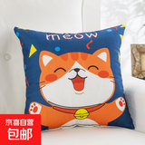抱枕靠垫 超柔短毛绒卡通印花办公室汽车床头腰靠可拆洗抱枕靠垫 橘猫 36cm*36cm 枕套 （无芯 单支装）