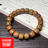 绿檀直切桶珠手串手工精品檀木民族风小手链男女款文玩单圈 绿檀直切10x11mm【单圈】