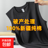 纯棉背心男士运动无袖T恤夏季薄款宽松外穿篮球跨栏坎肩宽肩健身 黑色 B03 XL 建议120-135斤
