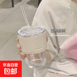 杯子玻璃杯家用加厚防烫咖啡杯学生办公室喝水杯 竹节杯白色 320ml2只 优质玻璃