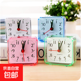 学生闹钟时尚时钟可爱钟表卧室床头塑料电子时钟家用 蓝色