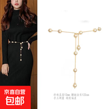 欧美复古感金属链条女百搭合金腰链潮流个性搭配裙子时尚腰饰 珍珠腰链(金)