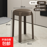 塑料凳子加厚家用餐厅吃饭软包圆凳可叠放备用椅子现代简约高板凳 高级棕【甄选软包-纵享舒适】